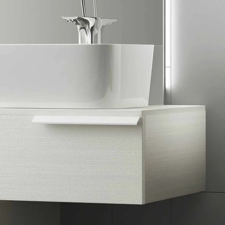 muebles de baño suspendido composición moderna de madera lacada feliz Viadurini