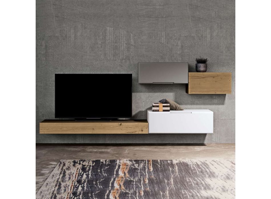 Composición de muebles de salón y mueble TV en MDF Made in Italy - Hedda Viadurini