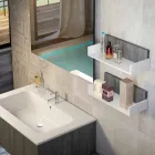 Composición de muebles de madera para baño hecho en Italia Forlì Viadurini