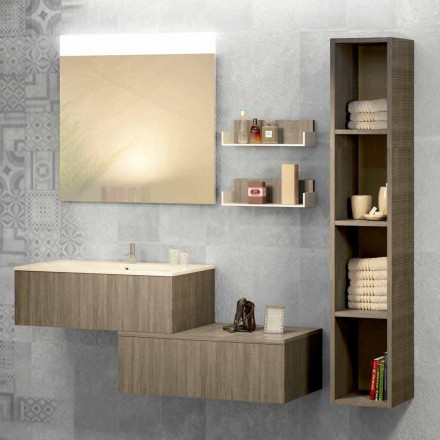Composición de muebles de madera para baño hecho en Italia Forlì Viadurini