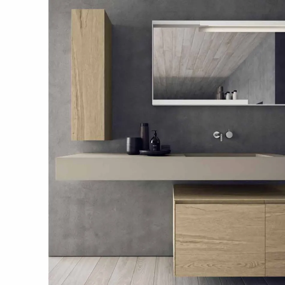 Composición de muebles de baño modernos y suspendidos, diseño Made in Italy - Callisi1 Viadurini
