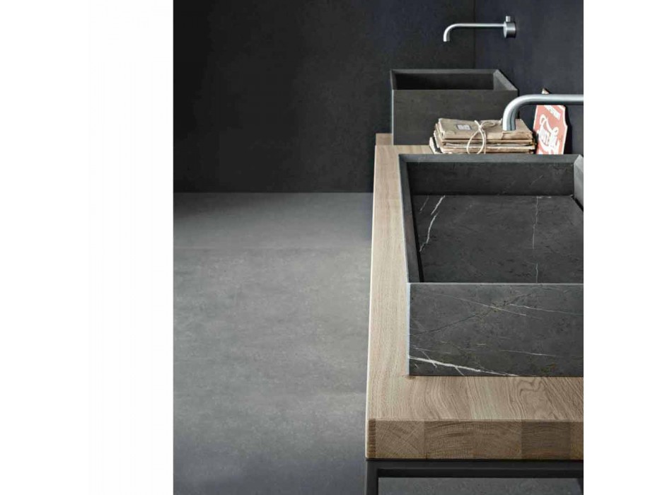 Composición de baño moderna de muebles de diseño de suelo fabricados en Italia - Farart6 Viadurini