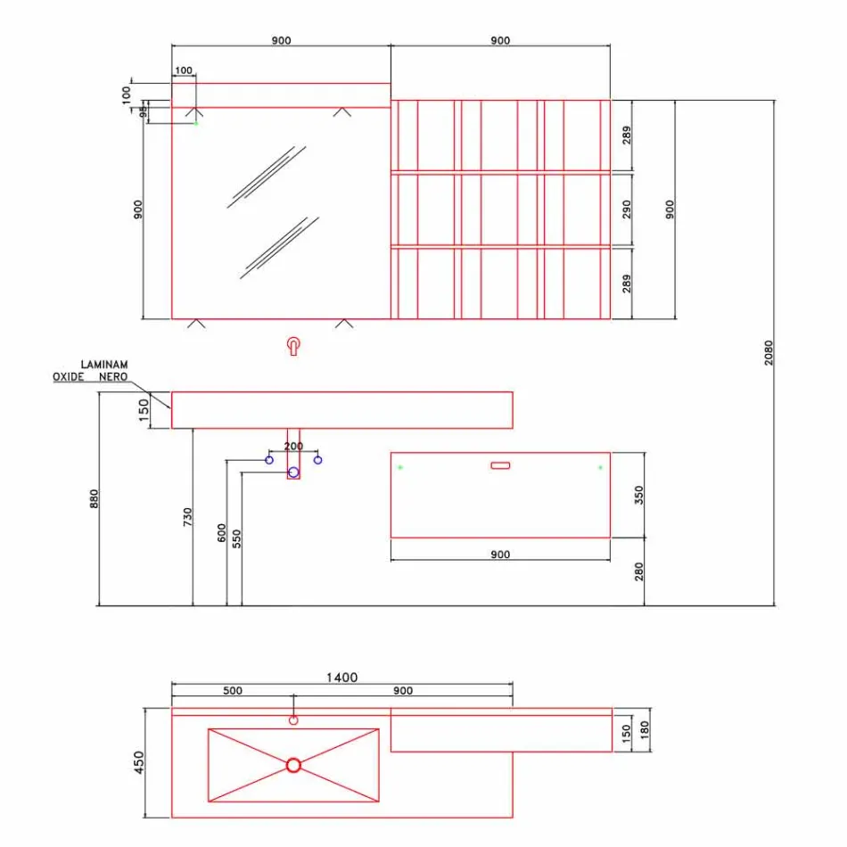 Composición de baño moderna de muebles de diseño de suelo fabricados en Italia - Farart6 Viadurini