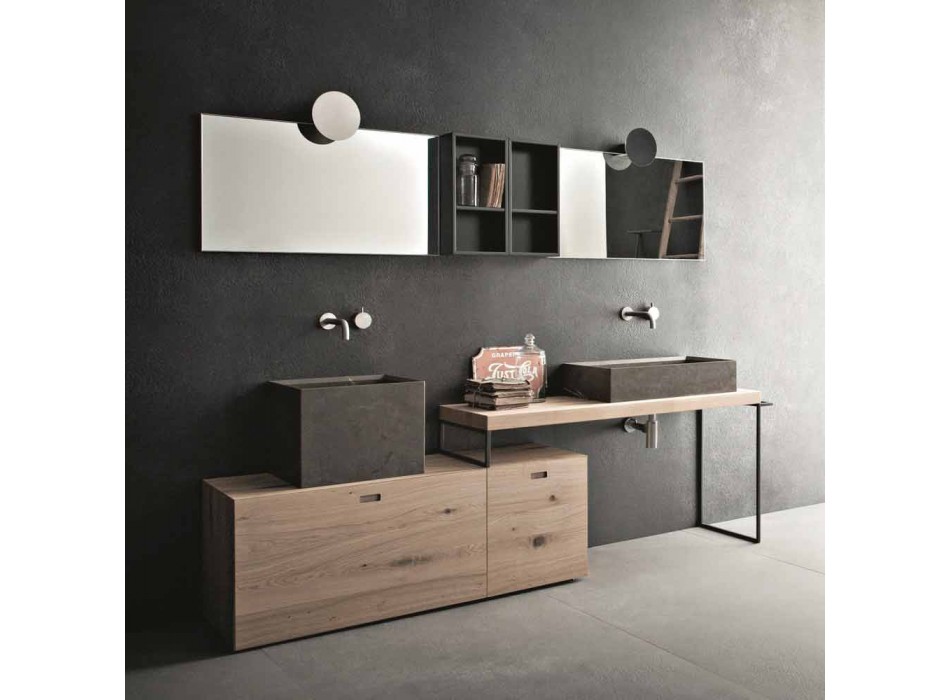 Composición de baño moderna de muebles de diseño de suelo fabricados en Italia - Farart6 Viadurini