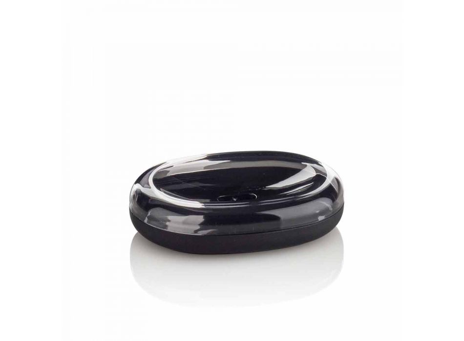 Composición moderna de accesorios de baño en plástico y caucho negro - Noto Viadurini