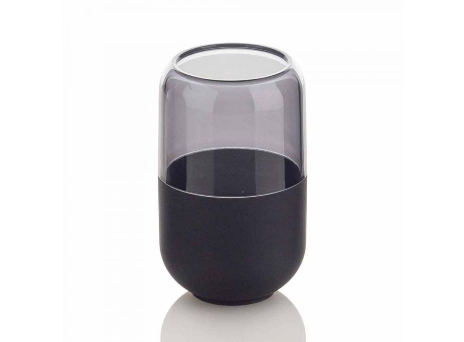 Composición moderna de accesorios de baño en plástico y caucho negro - Noto Viadurini