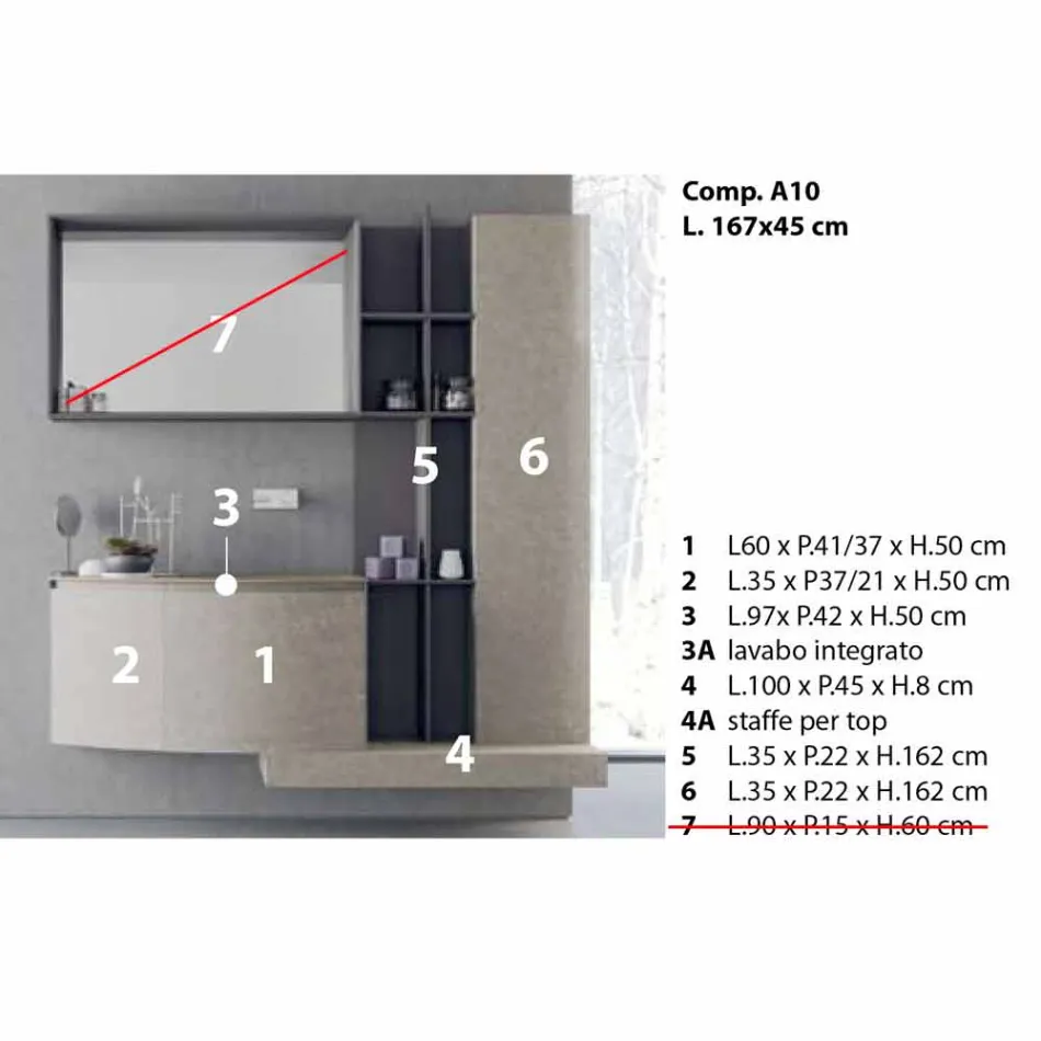 Composición de baño, suspensión de diseño italiano moderno - Callisi10 Viadurini