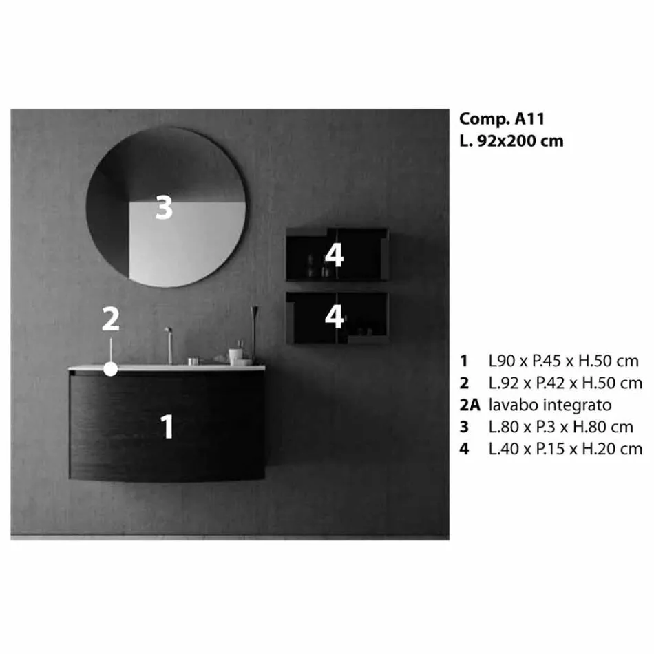 Composición para el baño suspendido de diseño moderno Made in Italy - Callisi11 Viadurini