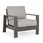 Composición de sala de estar al aire libre en aluminio con cojines de tela - Yoshi Viadurini