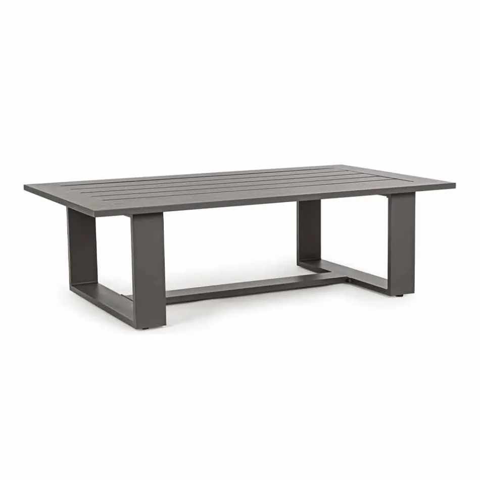 Composición de sala de estar al aire libre en aluminio con cojines de tela - Yoshi Viadurini