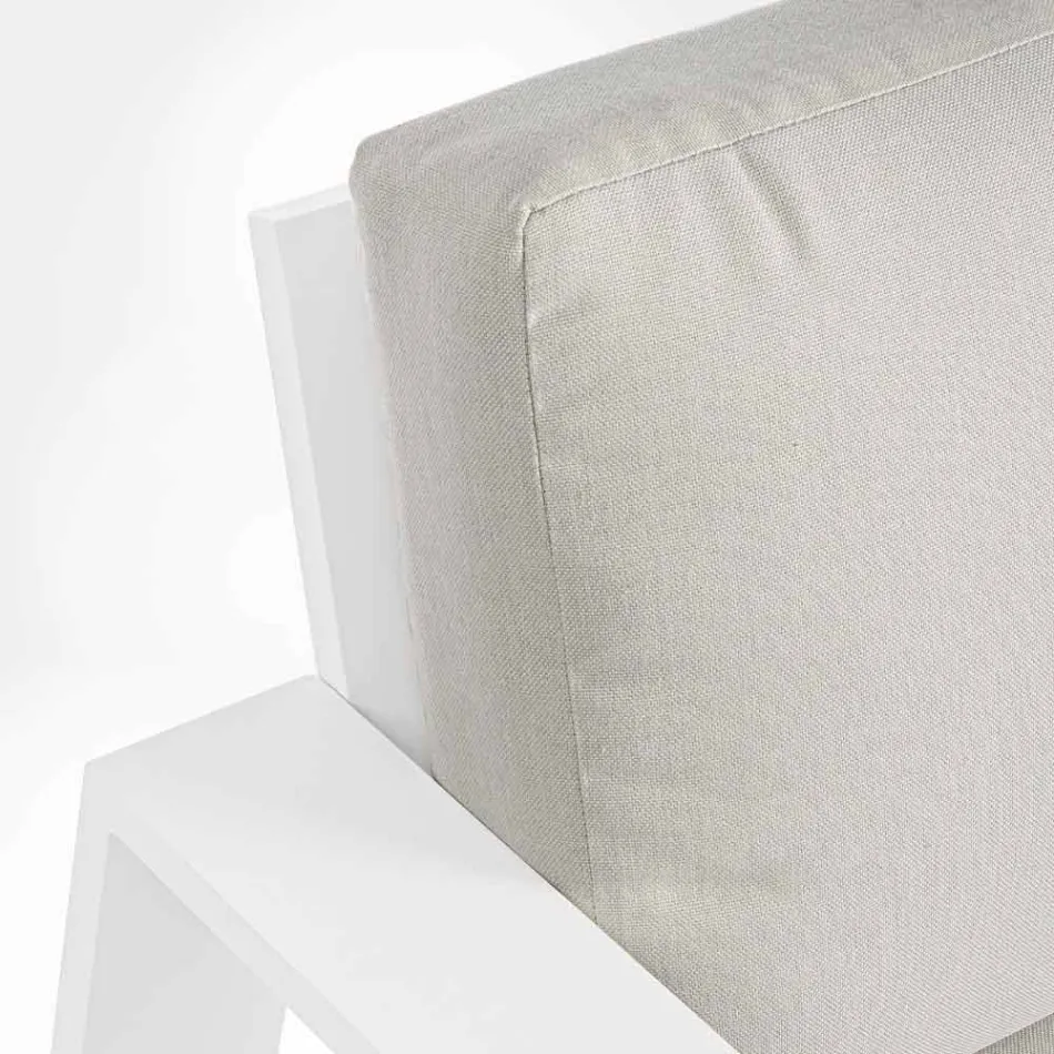 Composición de sala de estar al aire libre en aluminio con cojines de tela - Yoshi Viadurini