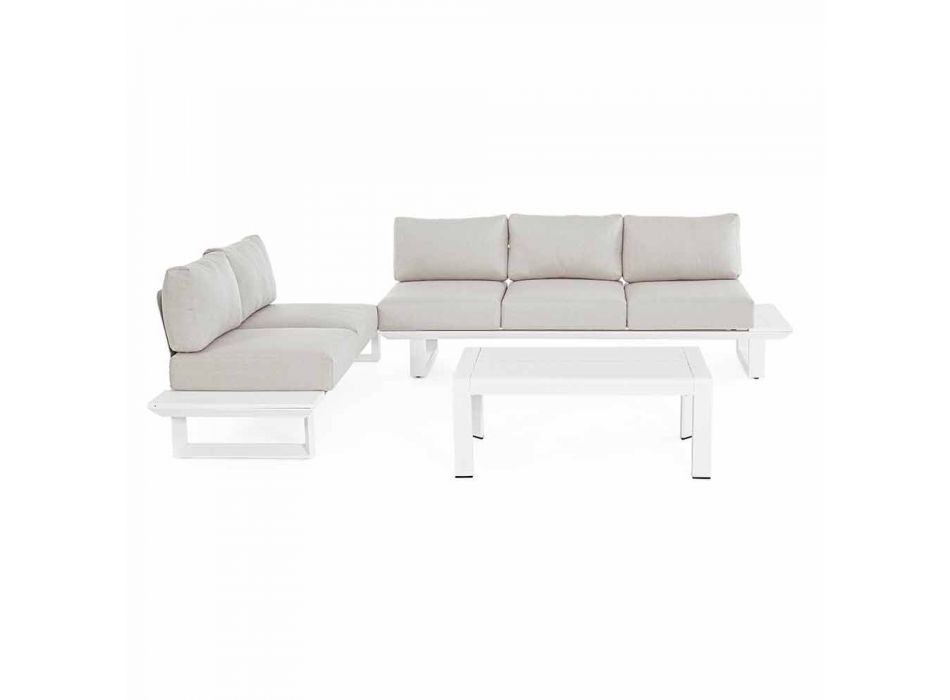 Composición de sala de estar al aire libre en aluminio y tela Homemotion - Francine Viadurini