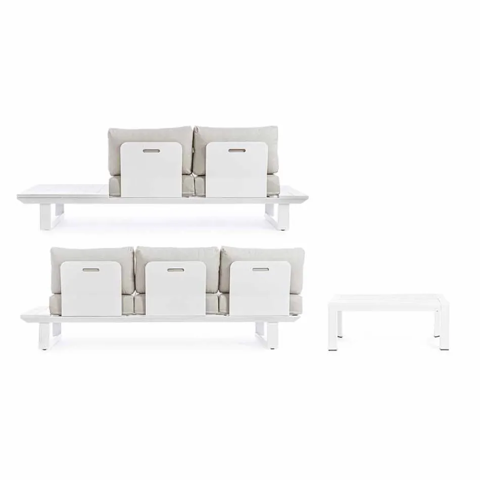 Composición de sala de estar al aire libre en aluminio y tela Homemotion - Francine Viadurini