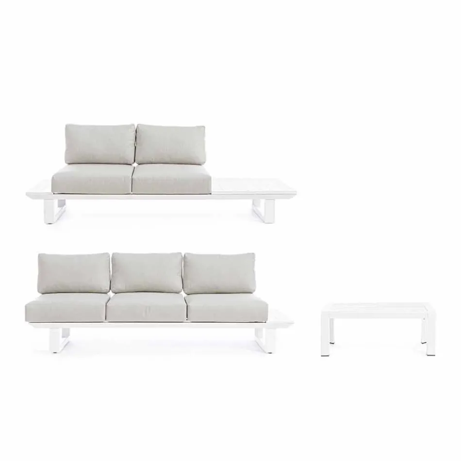 Composición de sala de estar al aire libre en aluminio y tela Homemotion - Francine Viadurini