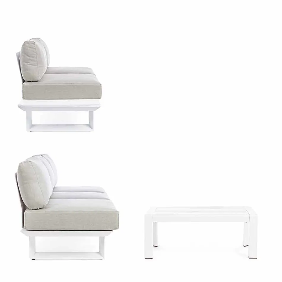 Composición de sala de estar al aire libre en aluminio y tela Homemotion - Francine Viadurini