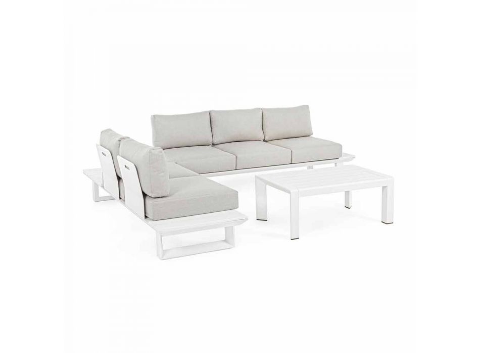 Composición de sala de estar al aire libre en aluminio y tela Homemotion - Francine Viadurini