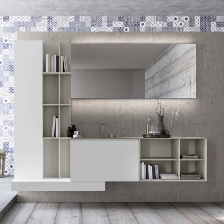 Composición de muebles de baño suspendidos con diseño moderno Made in Italy - Callisi15 Viadurini