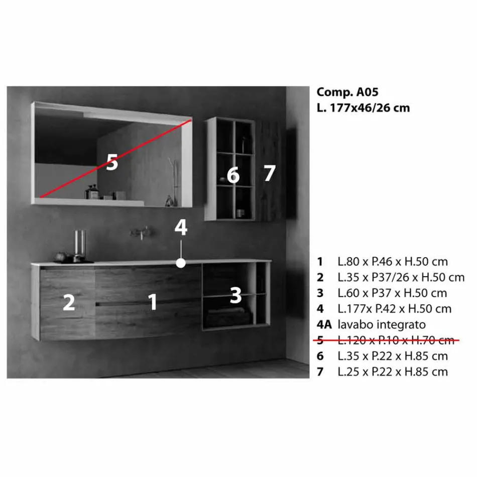 Composición de diseño suspendido, muebles de baño de diseño moderno - Callisi5 Viadurini