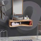 Composición suspendida de muebles de baño en madera de teca moderna - Kristi Viadurini