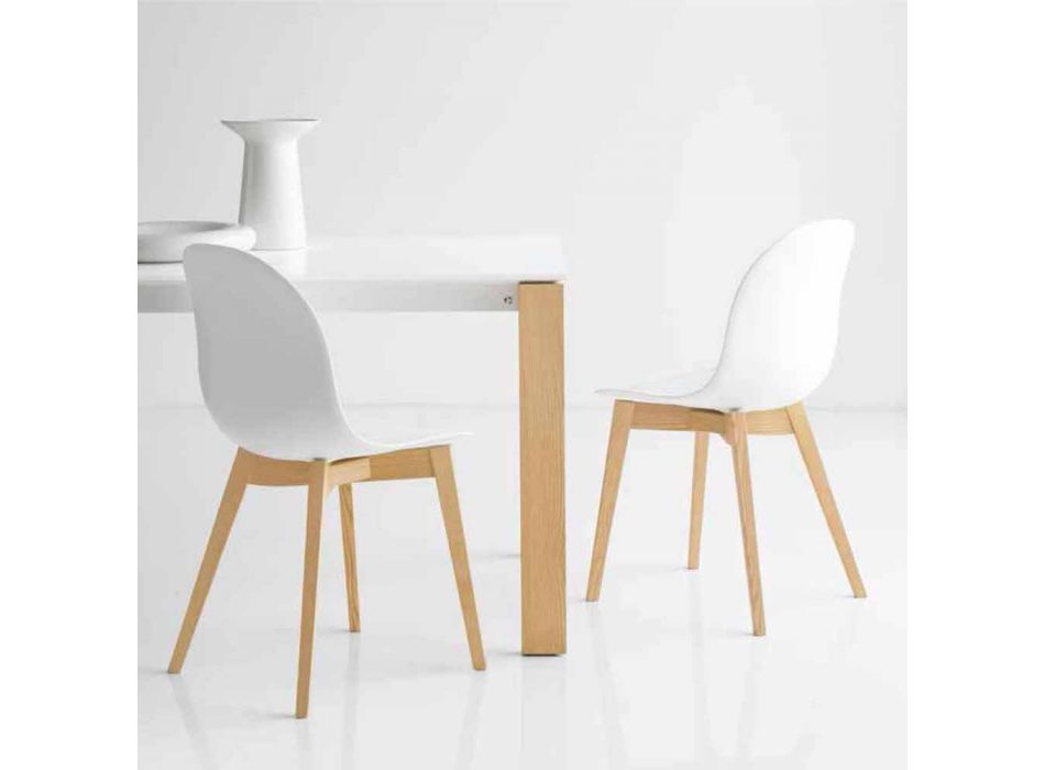 Connubia Calligaris Academia silla diseño básico en madera, 2 piezas Viadurini