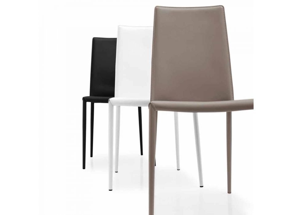 silla de cuero Connubia Calligaris Boheme, de metal moderno, 2 piezas Viadurini