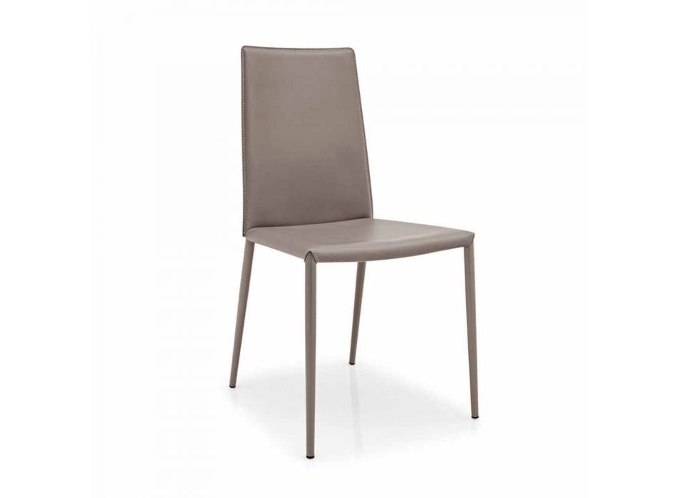 silla de cuero Connubia Calligaris Boheme, de metal moderno, 2 piezas Viadurini