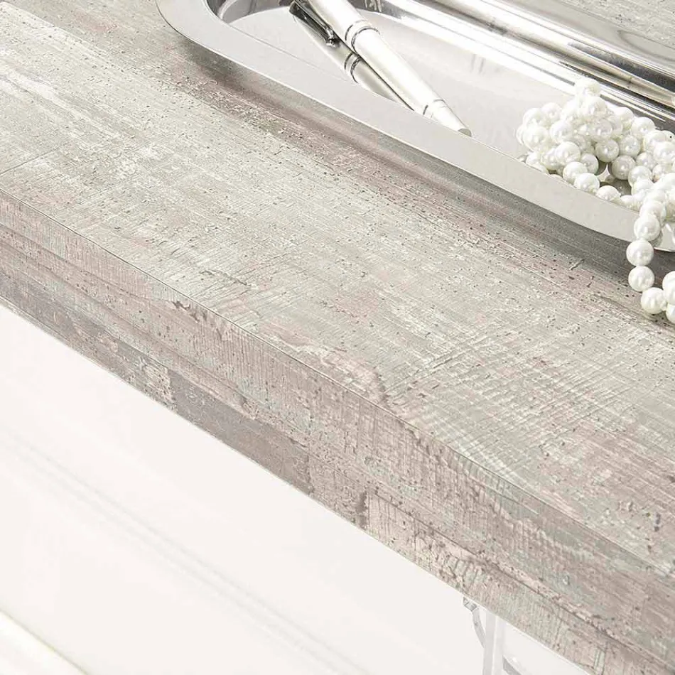 Consola de pared en madera gris blanco o corten y plexiglás - Leopardi Viadurini