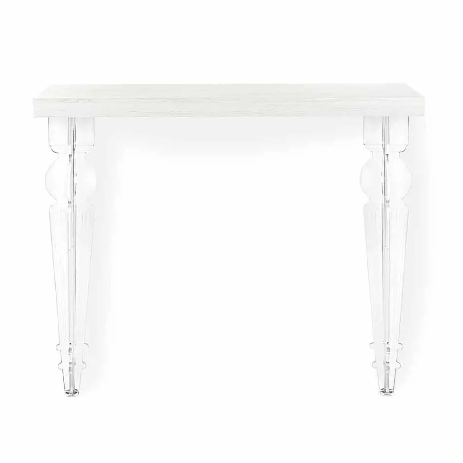 Consola de pared en madera gris blanco o corten y plexiglás - Leopardi Viadurini