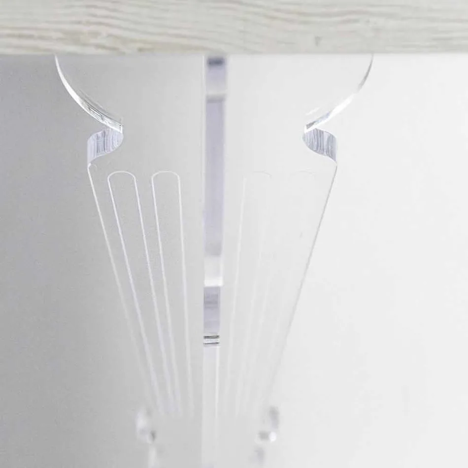 Consola de pared en madera gris blanco o corten y plexiglás - Leopardi Viadurini