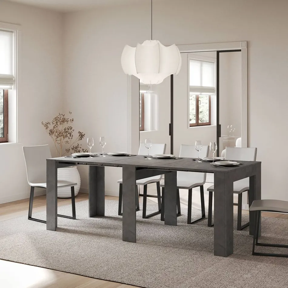 Consola extensible hasta 181 cm en paneles de melamina Made in Italy - Drago Viadurini