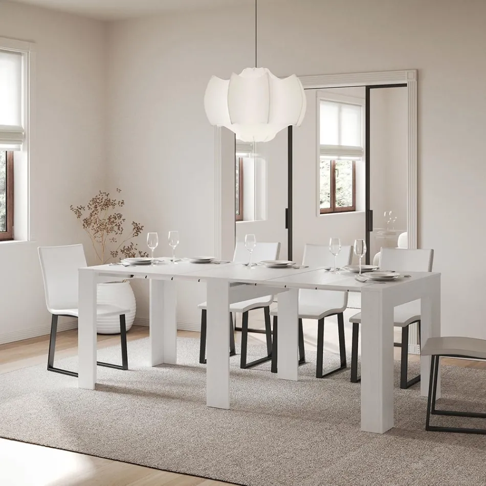 Consola extensible hasta 181 cm en paneles de melamina Made in Italy - Drago Viadurini