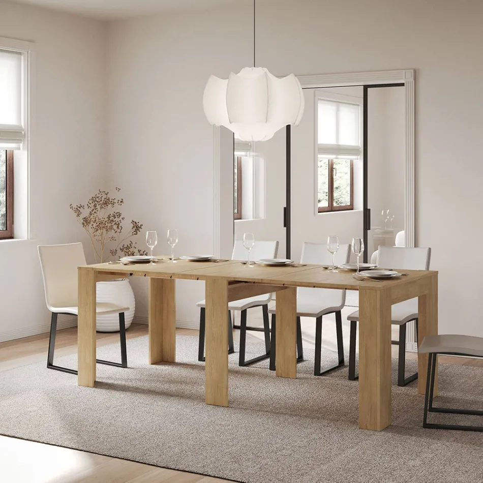 Consola extensible hasta 181 cm en paneles de melamina Made in Italy - Drago Viadurini