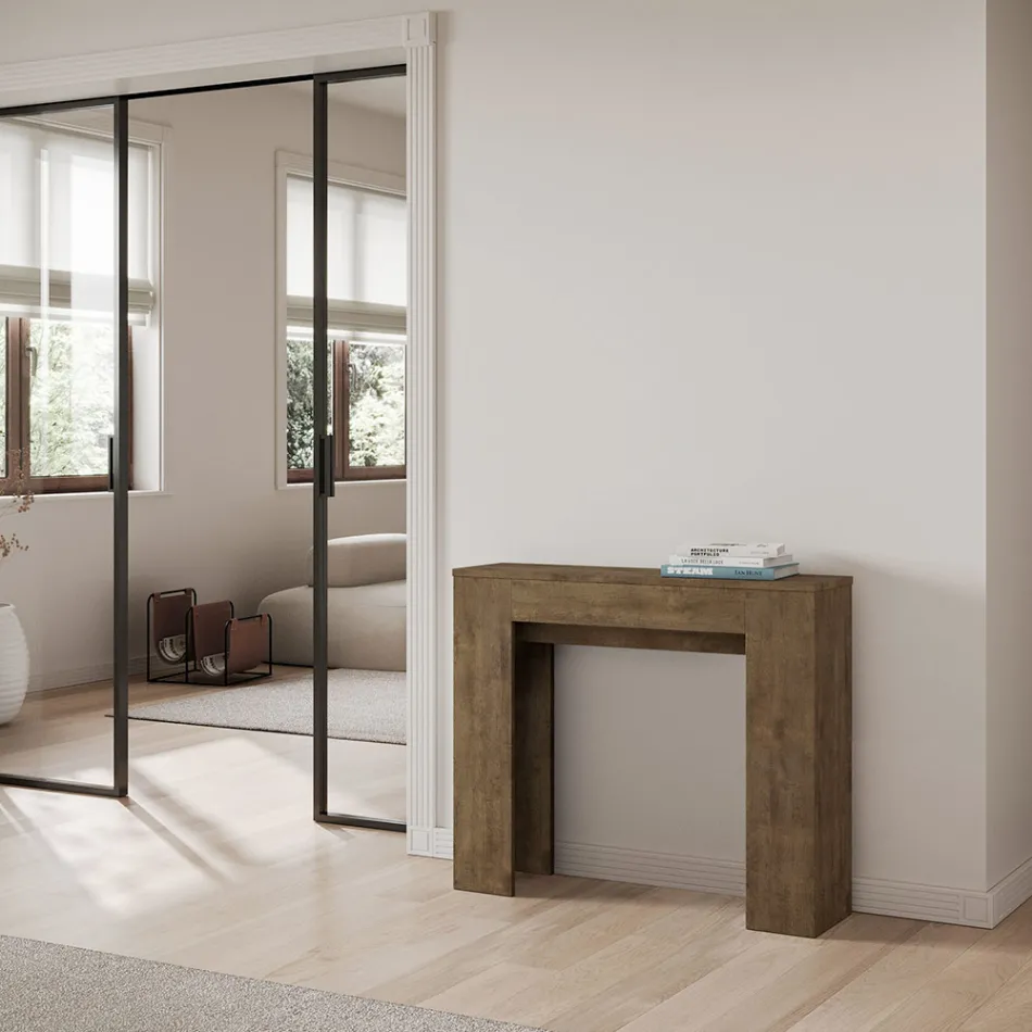 Consola extensible hasta 181 cm en paneles de melamina Made in Italy - Drago Viadurini