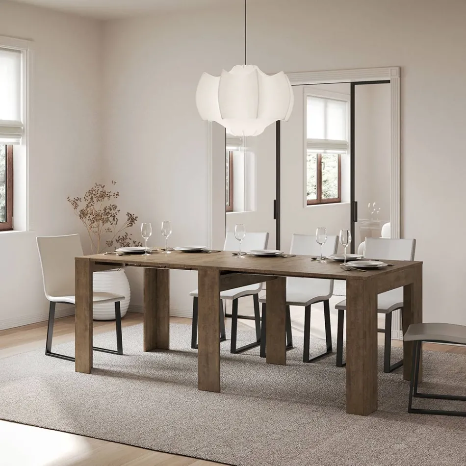 Consola extensible hasta 181 cm en paneles de melamina Made in Italy - Drago Viadurini