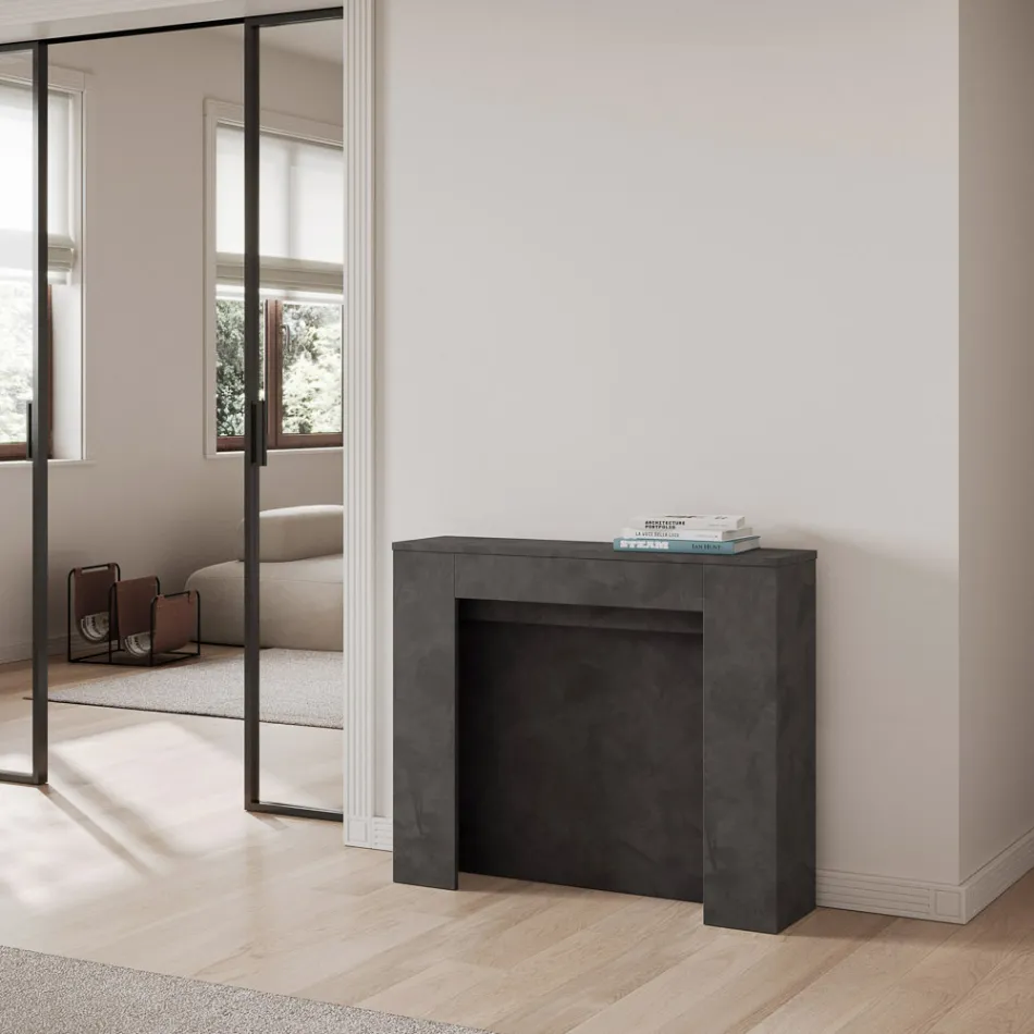 Consola extensible hasta 211 cm en paneles de melamina Made in Italy - Principessa Viadurini