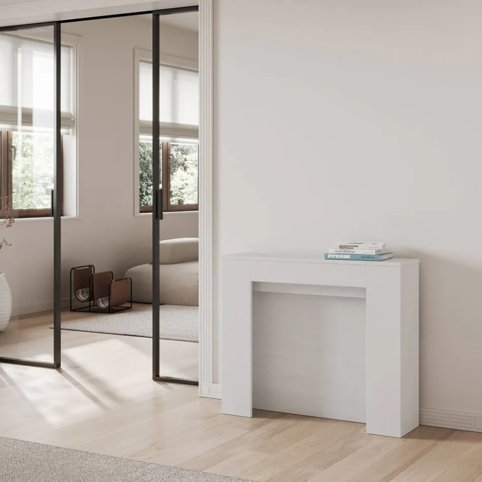 Consola extensible hasta 211 cm en paneles de melamina Made in Italy - Principessa Viadurini