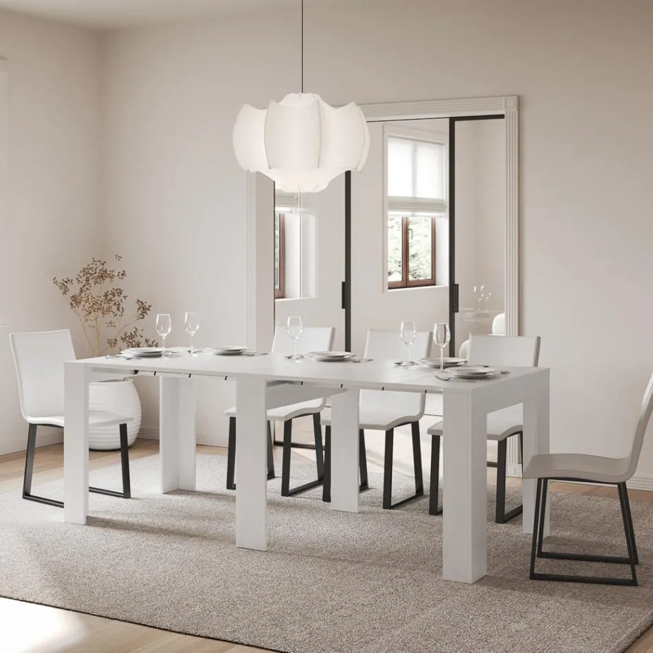 Consola extensible hasta 211 cm en paneles de melamina Made in Italy - Principessa Viadurini