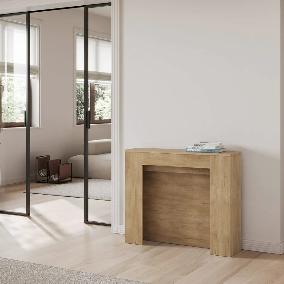 Consola extensible hasta 211 cm en paneles de melamina Made in Italy - Principessa Viadurini