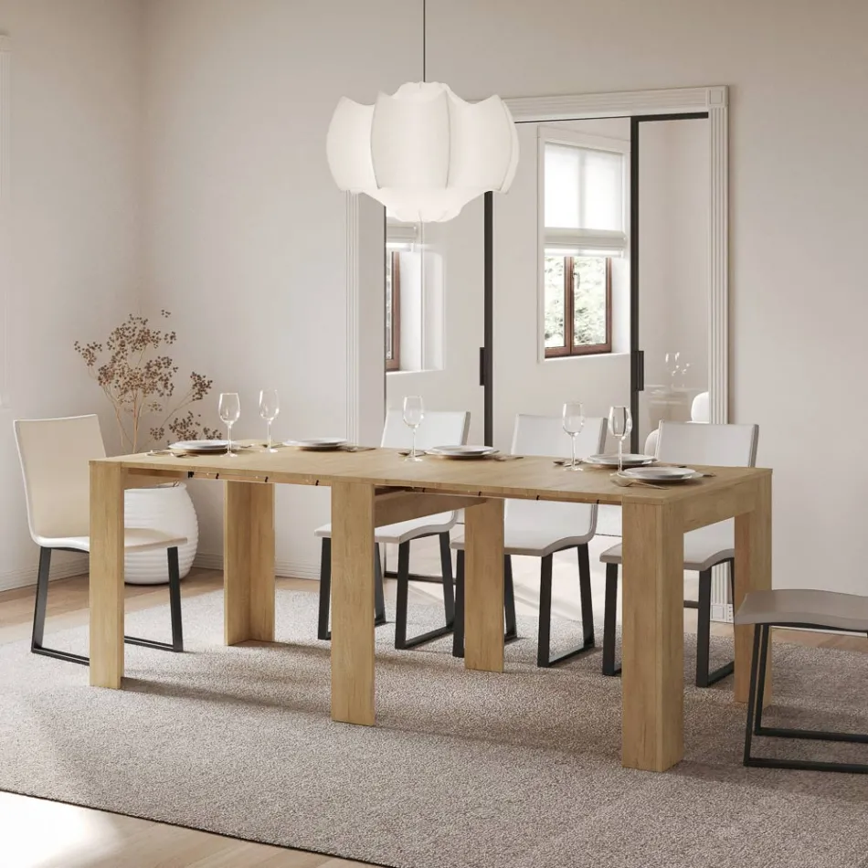 Consola extensible hasta 211 cm en paneles de melamina Made in Italy - Principessa Viadurini