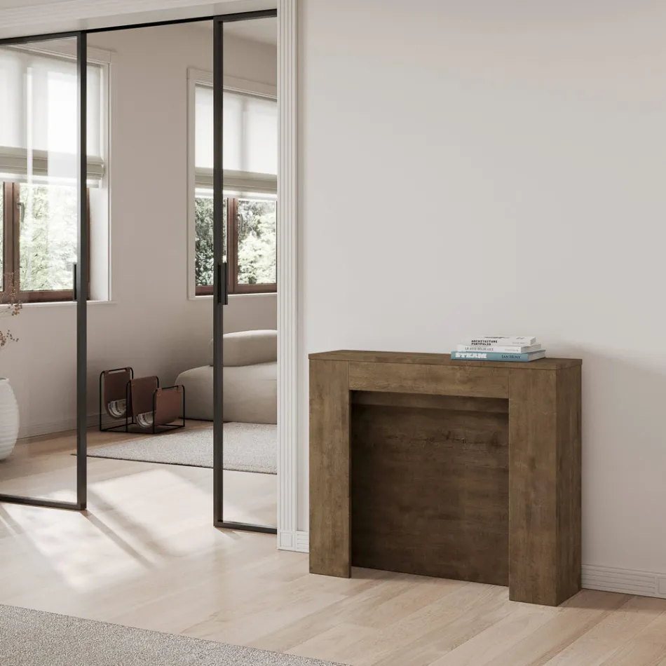 Consola extensible hasta 211 cm en paneles de melamina Made in Italy - Principessa Viadurini