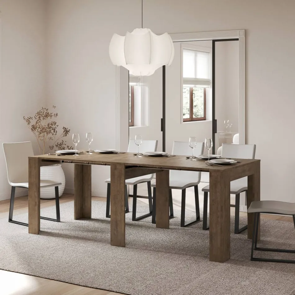 Consola extensible hasta 211 cm en paneles de melamina Made in Italy - Principessa Viadurini