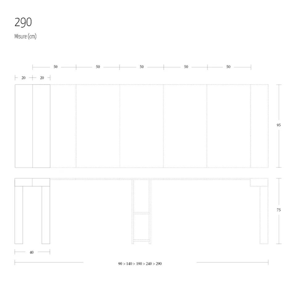 Consola Extensible hasta 290 cm en Melamina Madera Made in Italy - Paride Viadurini
