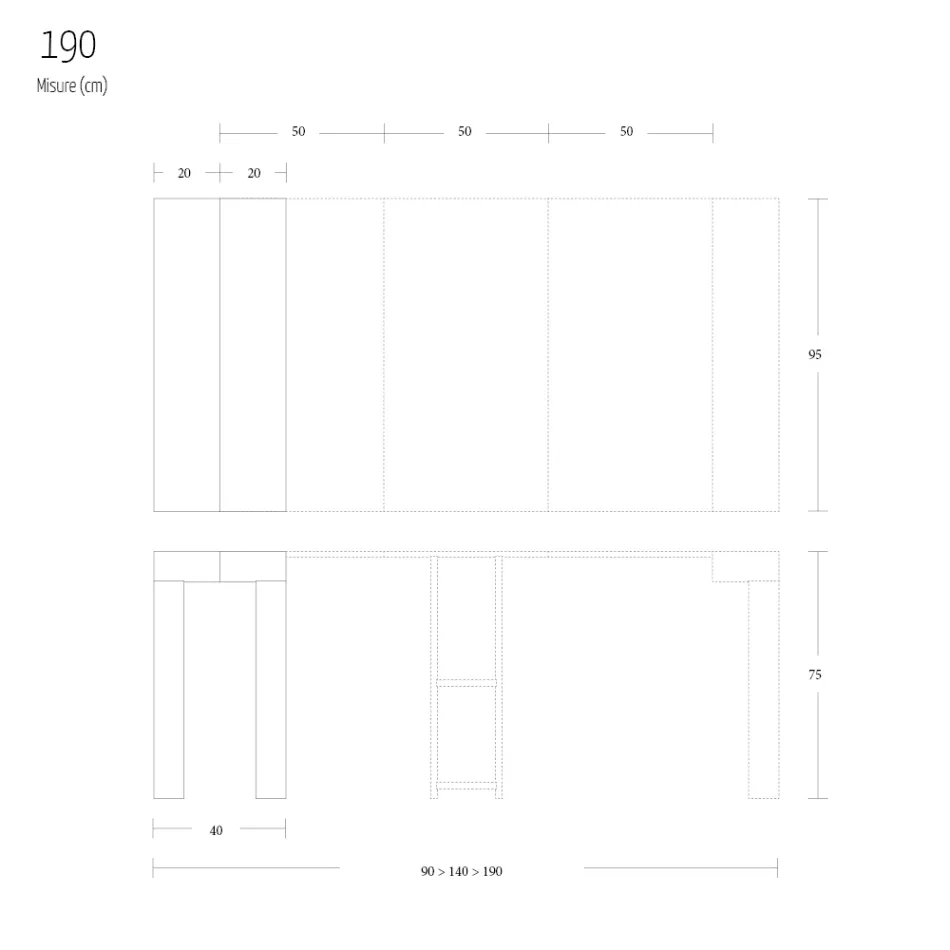 Consola Extensible hasta 290 cm en Melamina Madera Made in Italy - Paride Viadurini