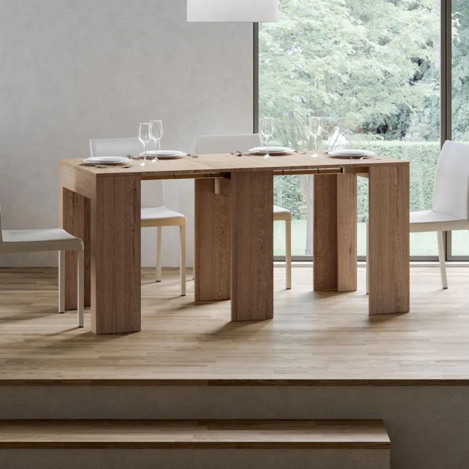 Consola extensible hasta 299 cm con extensiones internas Made in Italy - Reloj de arena Viadurini