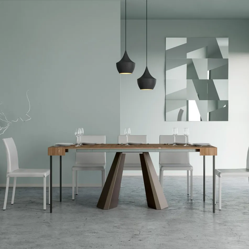 Consola extensible hasta 300 cm con patas acabado oso Made in Italy - Destino Viadurini