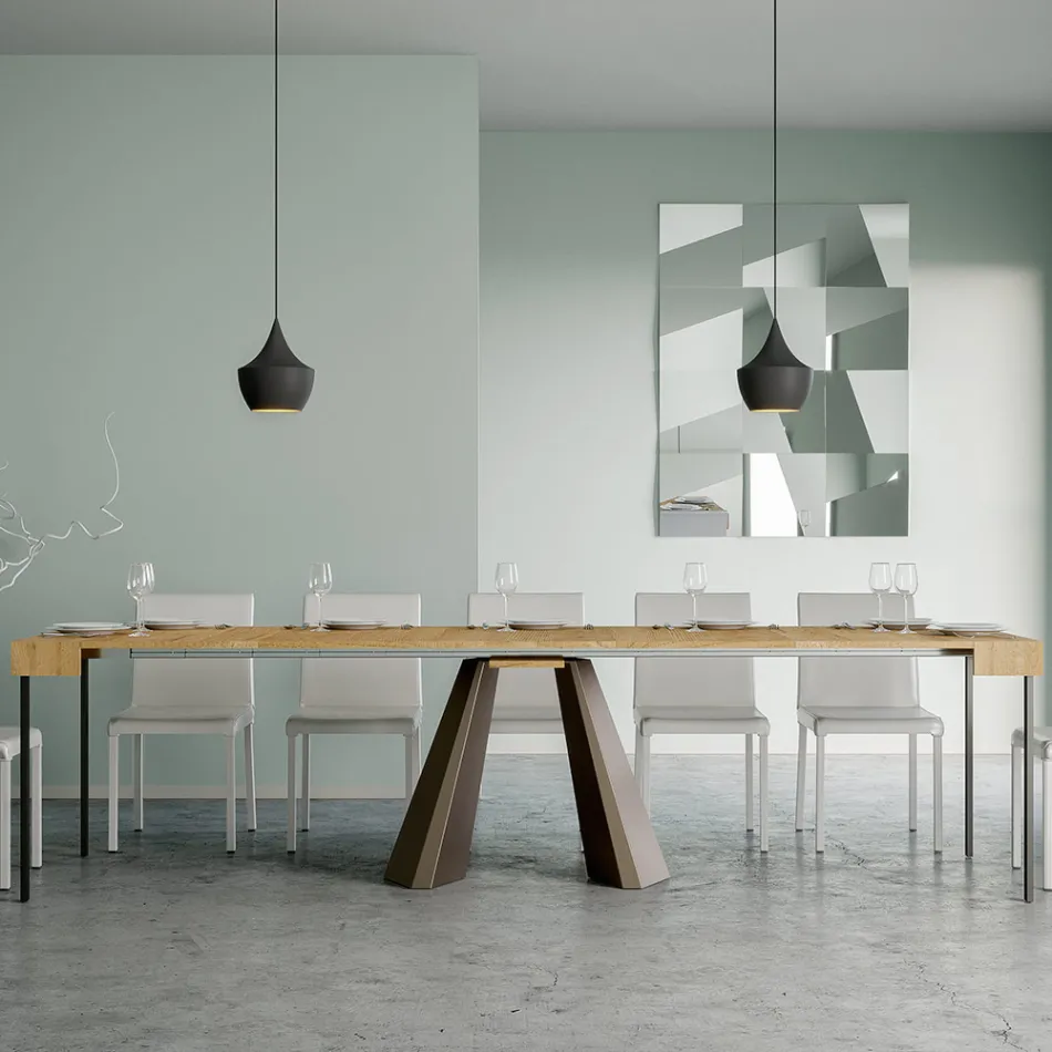 Consola extensible hasta 300 cm con patas acabado oso Made in Italy - Destino Viadurini