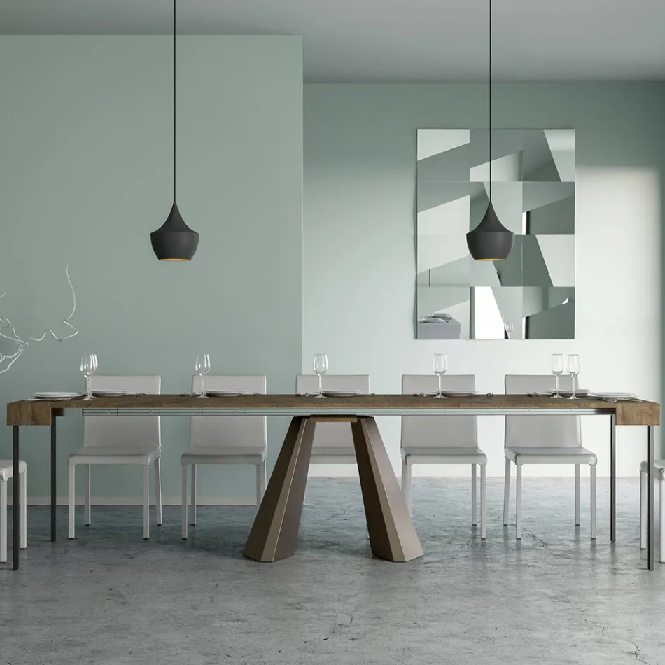 Consola extensible hasta 300 cm con patas acabado oso Made in Italy - Destino Viadurini