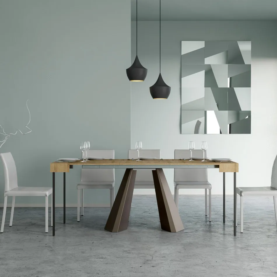 Consola extensible hasta 300 cm con patas acabado oso Made in Italy - Destino Viadurini