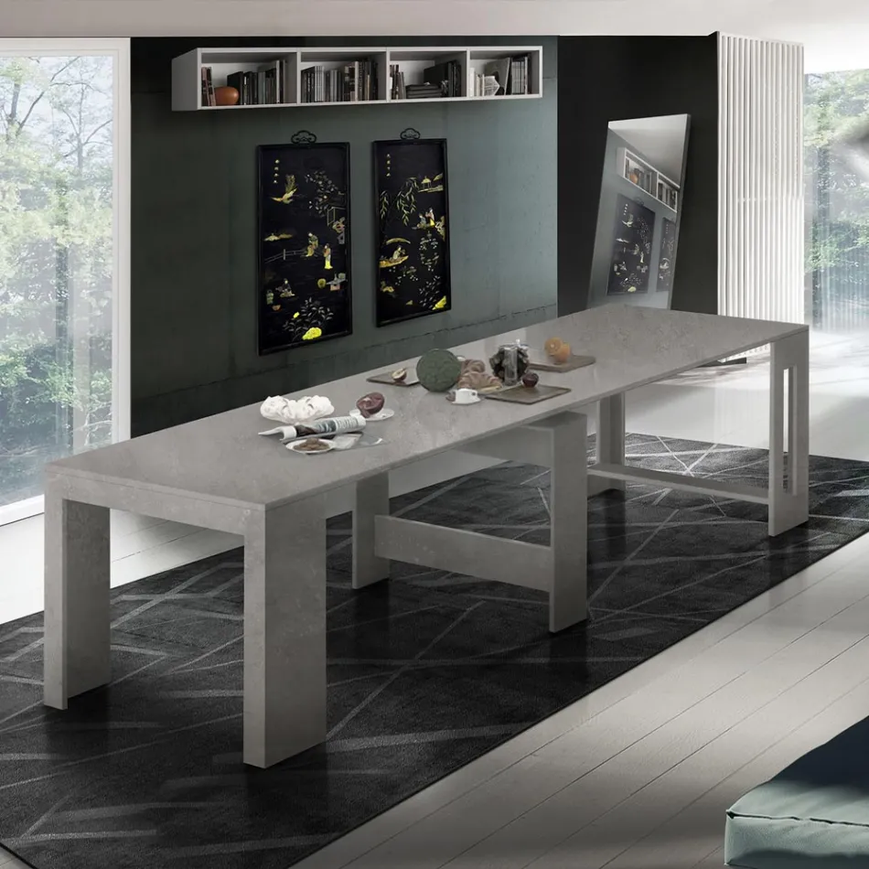 Consola extensible a 300 cm desde la entrada o la sala de estar en madera - Katharina Viadurini