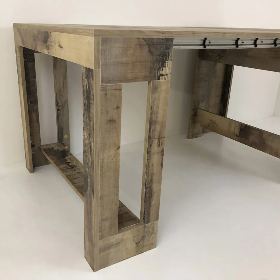 Consola extensible a 300 cm desde la entrada o la sala de estar en madera - Katharina Viadurini